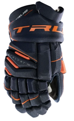 True Hockey True Catalyst 7X Junior Hockey Gloves 22 True Hockey True Catalyst 7X Junior Hockey Gloves -Hockey Equipment Store CT7xGlove Navy Orange 1
